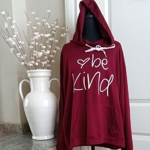 Burgundy 'Be Kind' Women's Hoodie Sweatshirt Sz Large